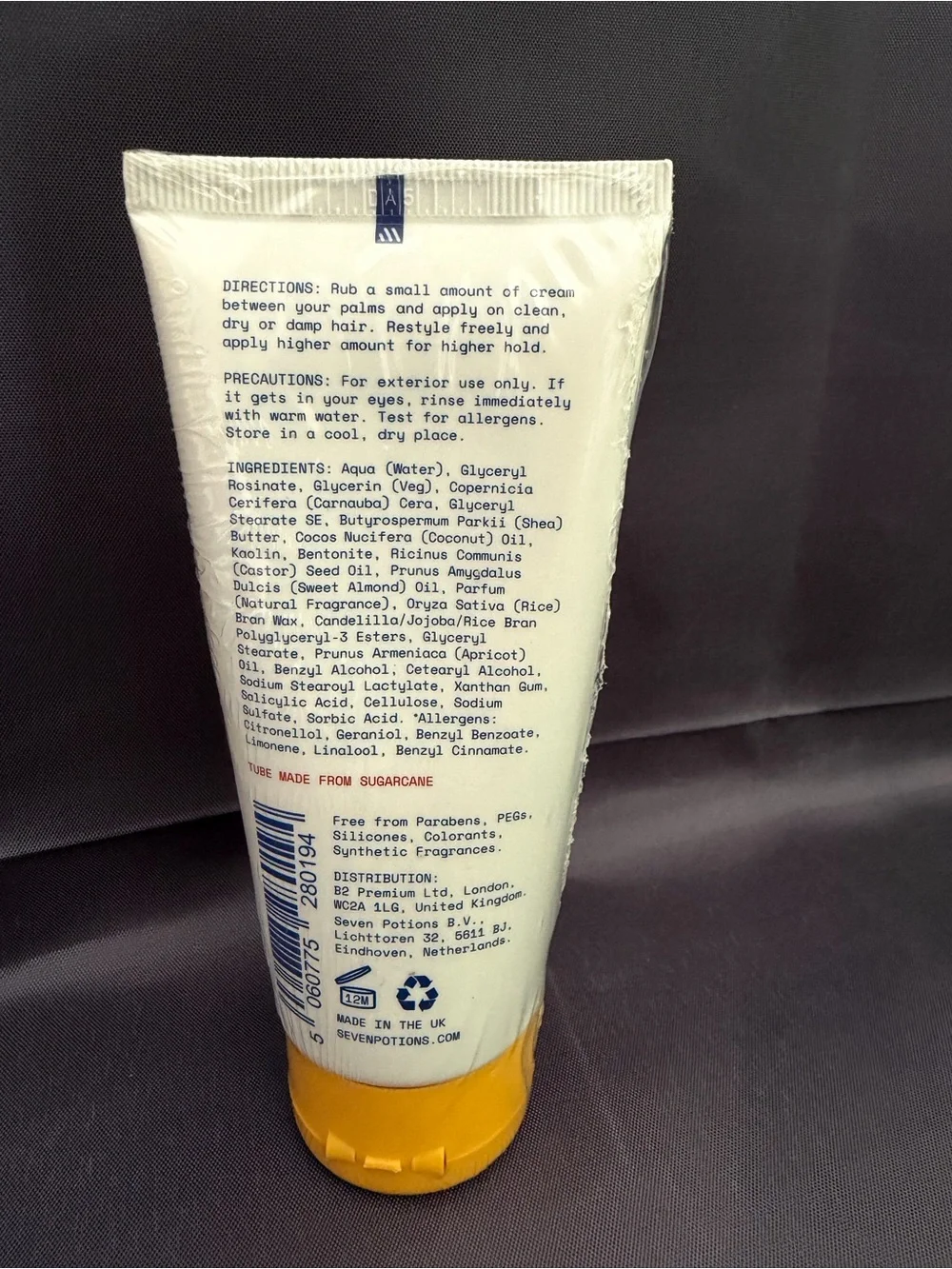 Seven Potions Hair Styling Cream Natural Lifht Hold 3.4 oz Vegan New Sealed